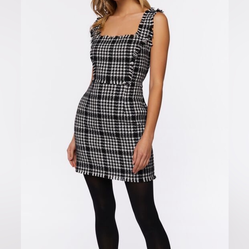 Tweed Frayed-Trim Mini Dress